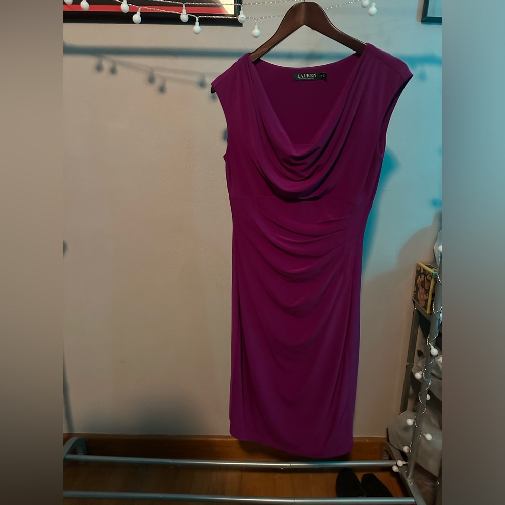Magenta Ruched Front Dress - for work or evening